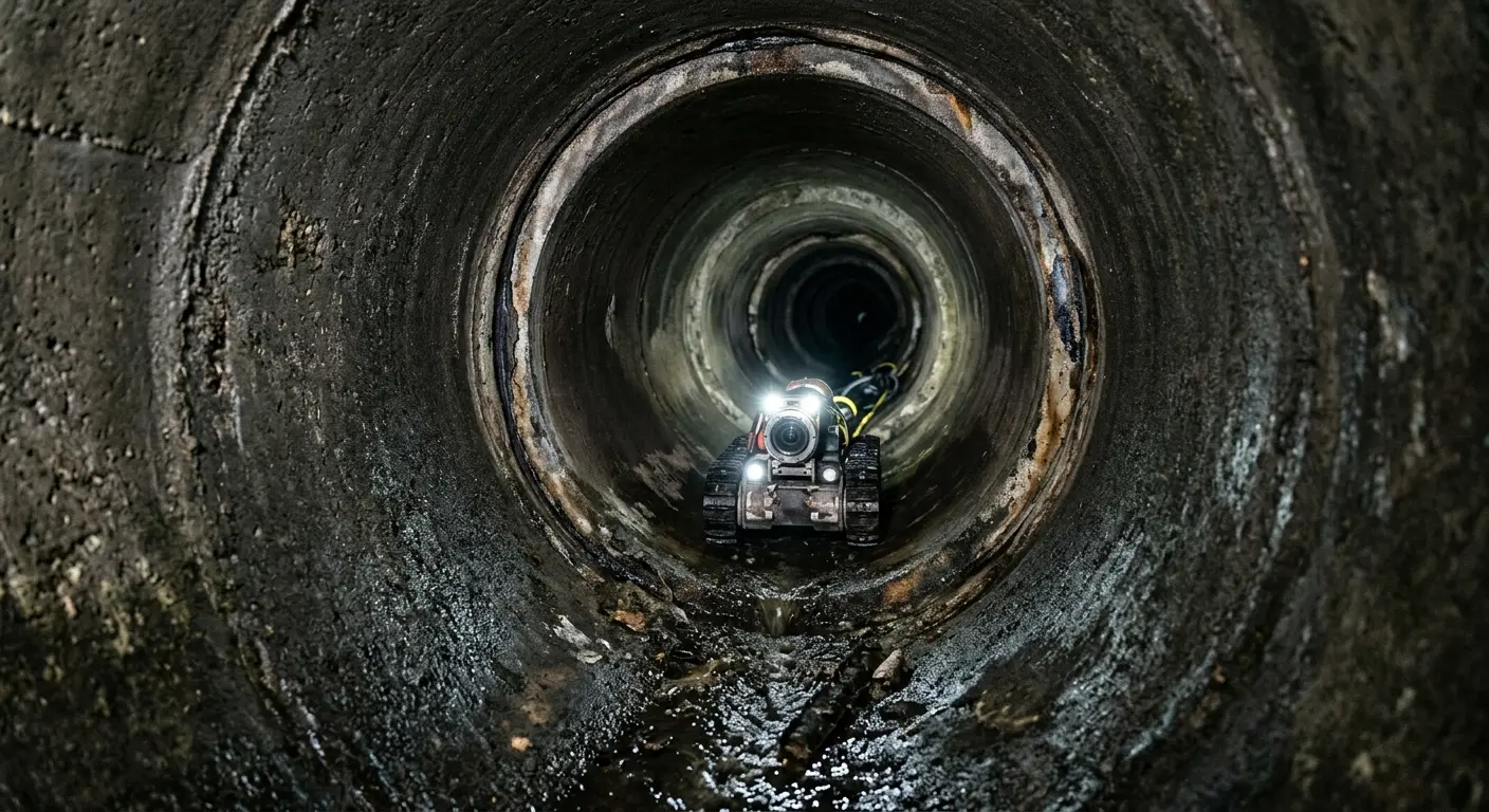 Robotic sewer camera inspecting pipe interior for Drain Snake Service in Nazareth