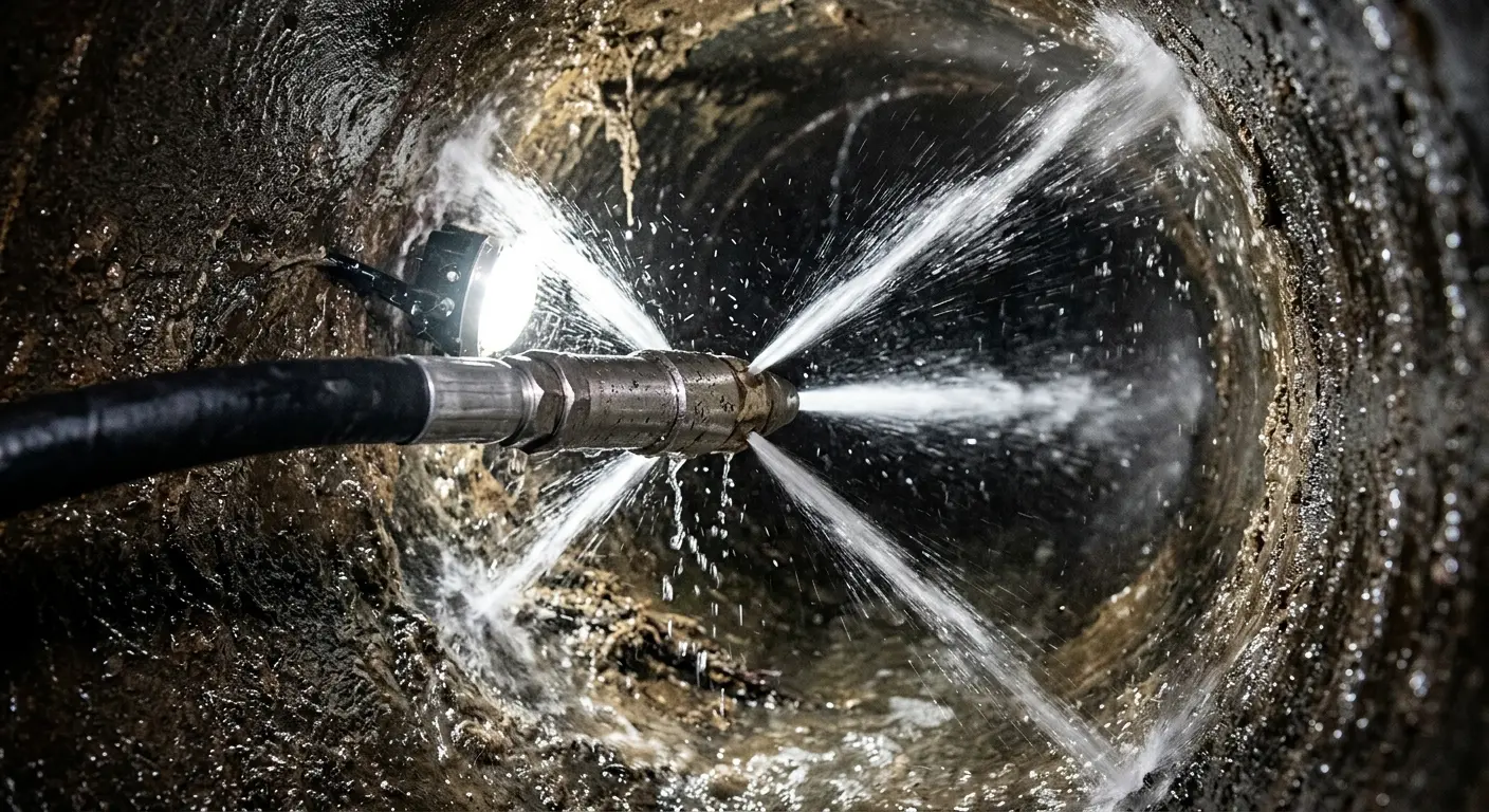 High-pressure hydro jetting nozzle cleaning sewer pipe for Storm Drain Cleaning in Nazareth